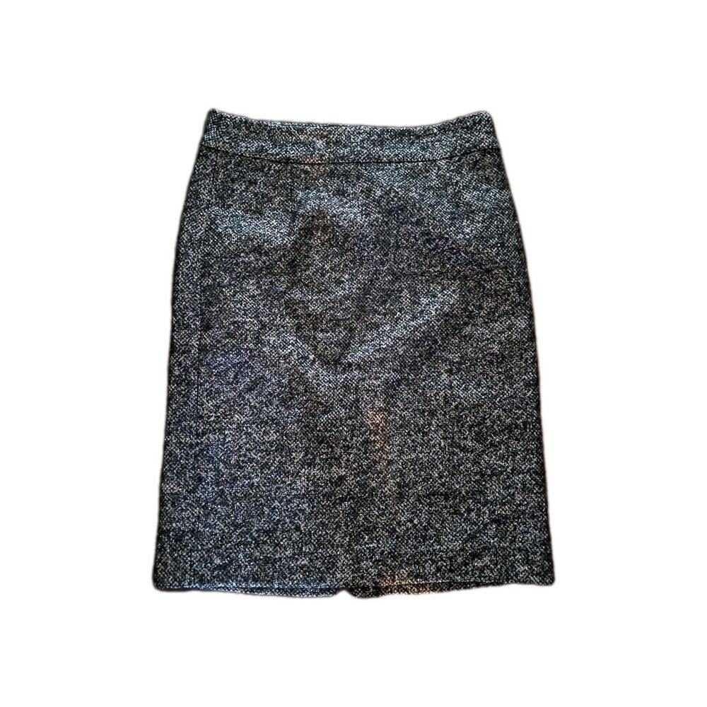 NWT J Crew Wool Alpaca Mohair Tweed Pencil Skirt 6 Silver Metallic Twee Academia